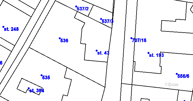 Parcela st. 43 v KÚ Ruda nad Moravou, Katastrální mapa