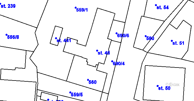 Parcela st. 46 v KÚ Ruda nad Moravou, Katastrální mapa