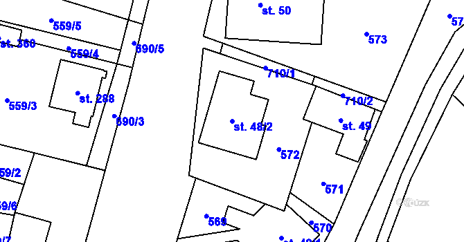 Parcela st. 48/2 v KÚ Ruda nad Moravou, Katastrální mapa