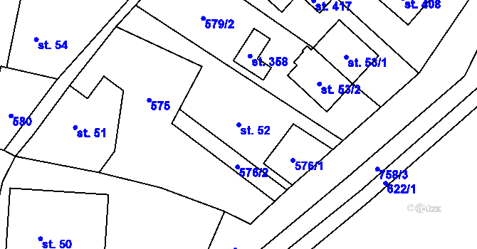 Parcela st. 52 v KÚ Ruda nad Moravou, Katastrální mapa