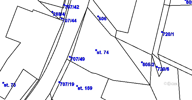 Parcela st. 74 v KÚ Ruda nad Moravou, Katastrální mapa