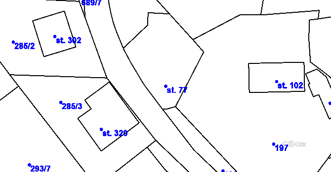 Parcela st. 77 v KÚ Ruda nad Moravou, Katastrální mapa