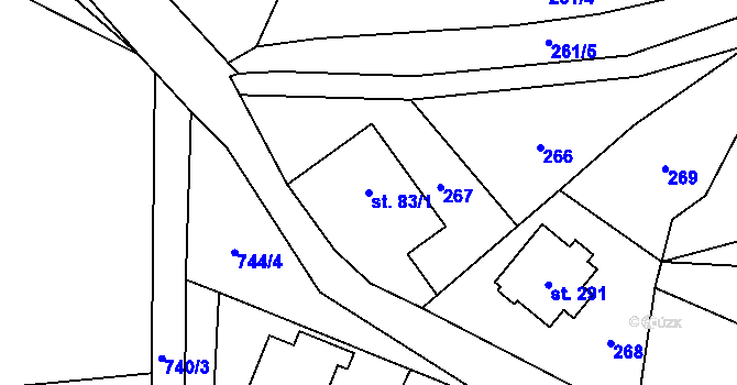 Parcela st. 83/1 v KÚ Ruda nad Moravou, Katastrální mapa