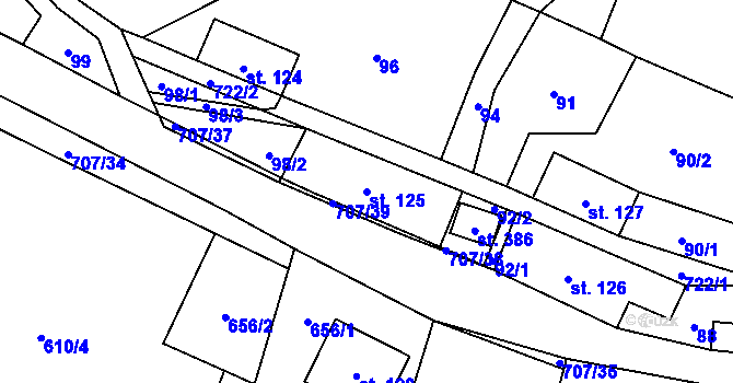 Parcela st. 125 v KÚ Ruda nad Moravou, Katastrální mapa