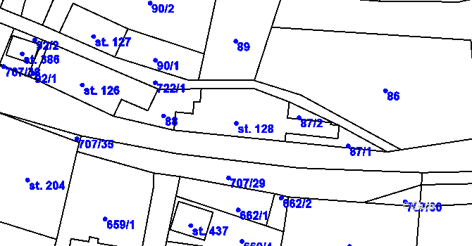 Parcela st. 128 v KÚ Ruda nad Moravou, Katastrální mapa