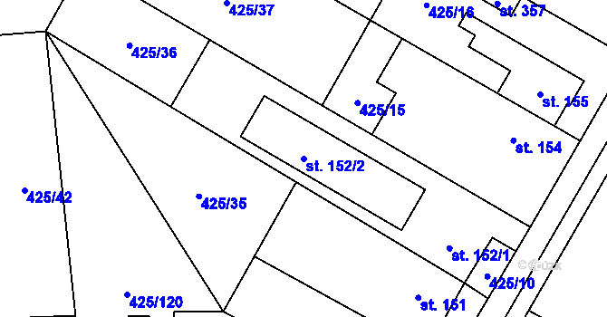 Parcela st. 152/2 v KÚ Ruda nad Moravou, Katastrální mapa