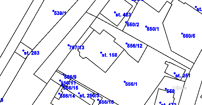 Parcela st. 158 v KÚ Ruda nad Moravou, Katastrální mapa