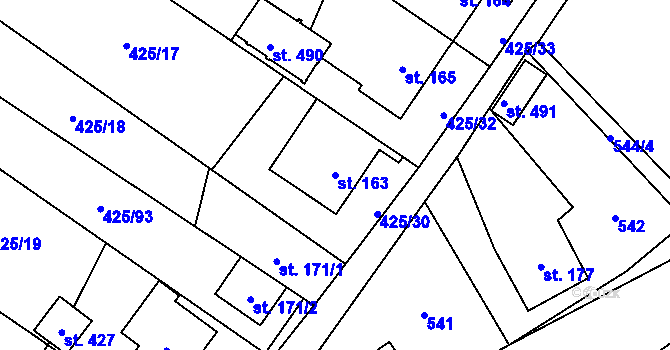 Parcela st. 163 v KÚ Ruda nad Moravou, Katastrální mapa
