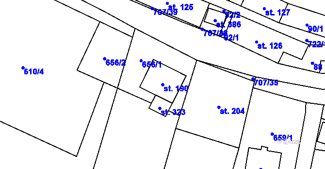 Parcela st. 190 v KÚ Ruda nad Moravou, Katastrální mapa