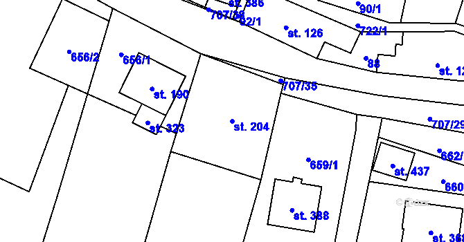 Parcela st. 204 v KÚ Ruda nad Moravou, Katastrální mapa