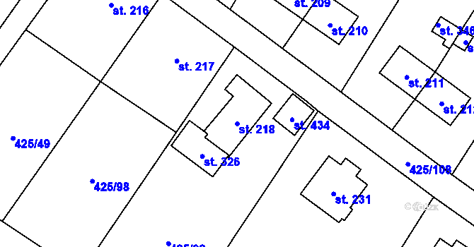 Parcela st. 218 v KÚ Ruda nad Moravou, Katastrální mapa