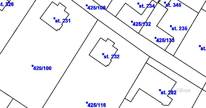Parcela st. 232 v KÚ Ruda nad Moravou, Katastrální mapa