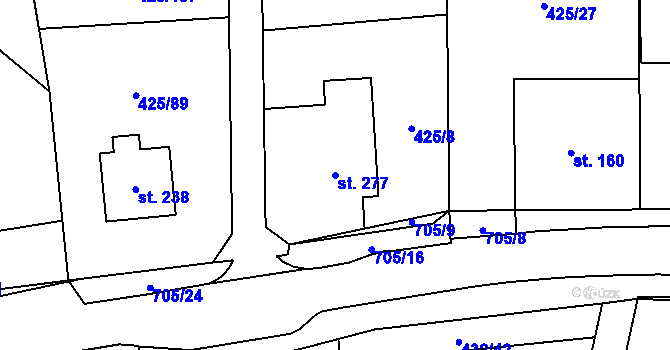 Parcela st. 277 v KÚ Ruda nad Moravou, Katastrální mapa
