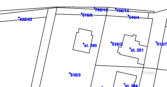 Parcela st. 280 v KÚ Ruda nad Moravou, Katastrální mapa