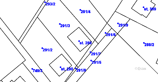 Parcela st. 289 v KÚ Ruda nad Moravou, Katastrální mapa
