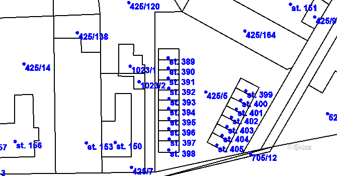 Parcela st. 392 v KÚ Ruda nad Moravou, Katastrální mapa