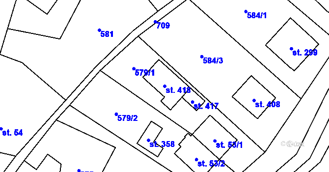 Parcela st. 418 v KÚ Ruda nad Moravou, Katastrální mapa