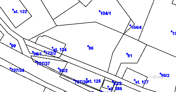 Parcela st. 96 v KÚ Ruda nad Moravou, Katastrální mapa