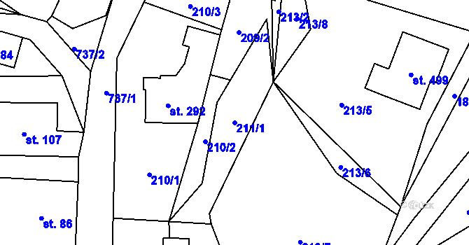 Parcela st. 211/1 v KÚ Ruda nad Moravou, Katastrální mapa