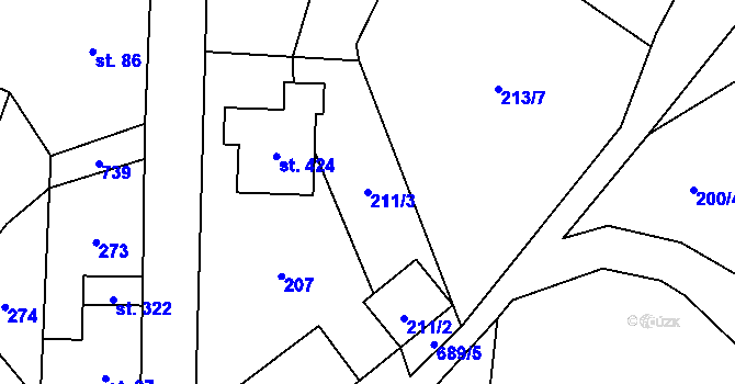 Parcela st. 211/3 v KÚ Ruda nad Moravou, Katastrální mapa
