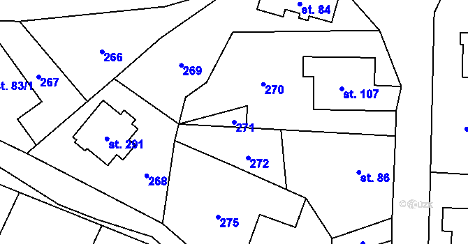 Parcela st. 271 v KÚ Ruda nad Moravou, Katastrální mapa