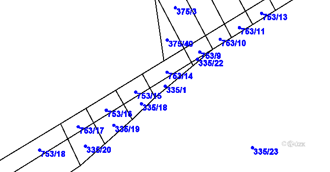 Parcela st. 335/1 v KÚ Ruda nad Moravou, Katastrální mapa
