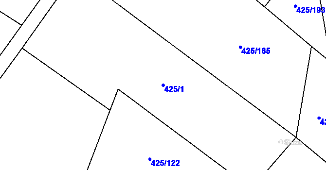 Parcela st. 425/1 v KÚ Ruda nad Moravou, Katastrální mapa