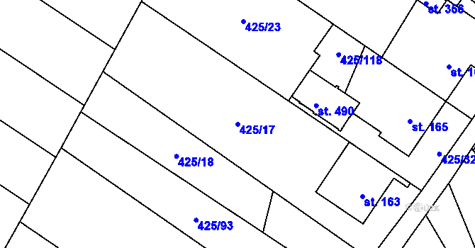 Parcela st. 425/17 v KÚ Ruda nad Moravou, Katastrální mapa