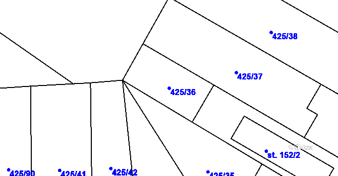 Parcela st. 425/36 v KÚ Ruda nad Moravou, Katastrální mapa