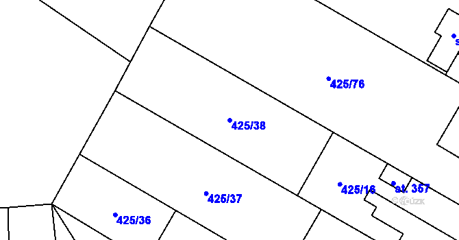 Parcela st. 425/38 v KÚ Ruda nad Moravou, Katastrální mapa