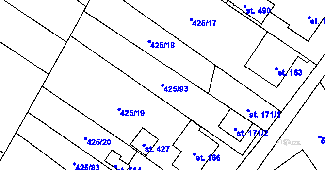 Parcela st. 425/93 v KÚ Ruda nad Moravou, Katastrální mapa