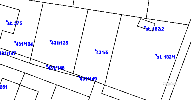 Parcela st. 431/5 v KÚ Ruda nad Moravou, Katastrální mapa