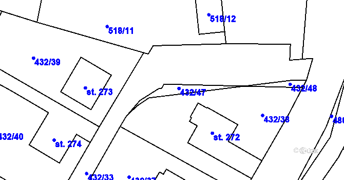 Parcela st. 432/41 v KÚ Ruda nad Moravou, Katastrální mapa
