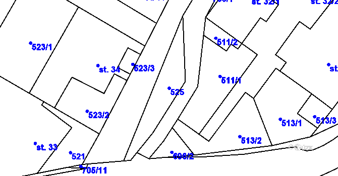 Parcela st. 525 v KÚ Ruda nad Moravou, Katastrální mapa