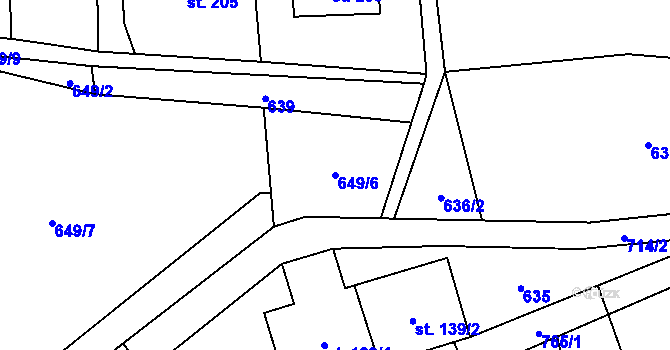 Parcela st. 649/6 v KÚ Ruda nad Moravou, Katastrální mapa