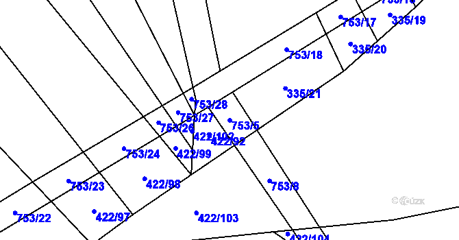 Parcela st. 753/5 v KÚ Ruda nad Moravou, Katastrální mapa
