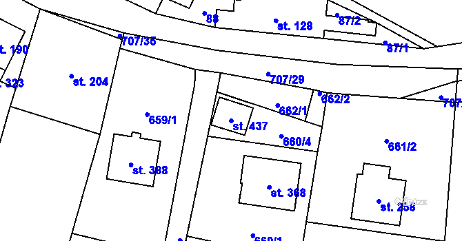 Parcela st. 437 v KÚ Ruda nad Moravou, Katastrální mapa