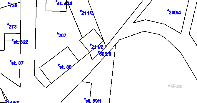 Parcela st. 689/5 v KÚ Ruda nad Moravou, Katastrální mapa