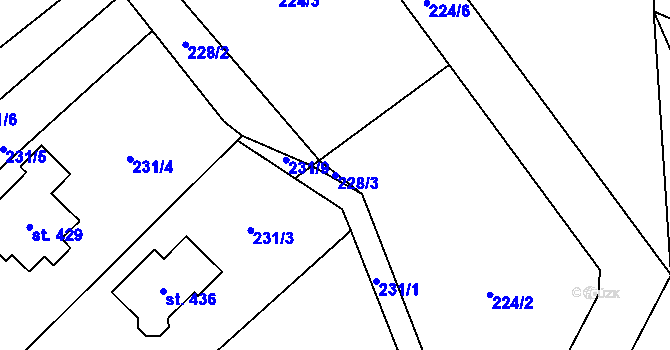 Parcela st. 228/3 v KÚ Ruda nad Moravou, Katastrální mapa