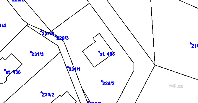 Parcela st. 483 v KÚ Ruda nad Moravou, Katastrální mapa