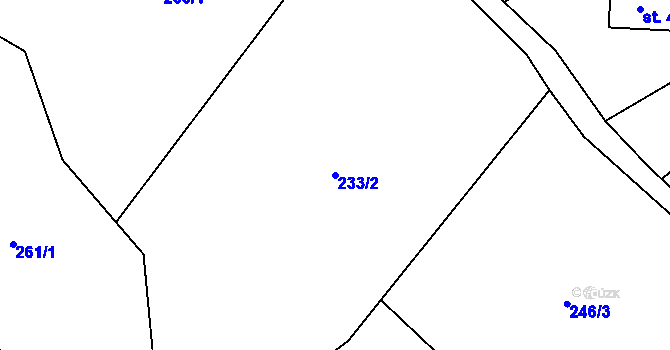 Parcela st. 233/2 v KÚ Ruda nad Moravou, Katastrální mapa
