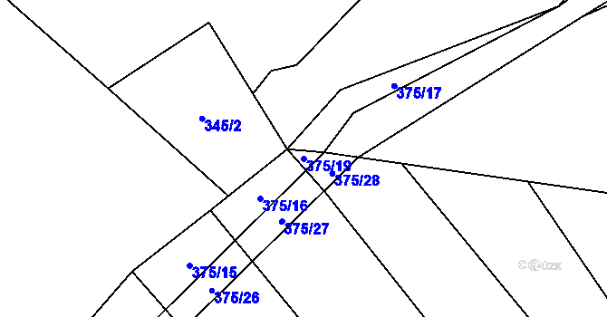Parcela st. 375/19 v KÚ Ruda nad Moravou, Katastrální mapa