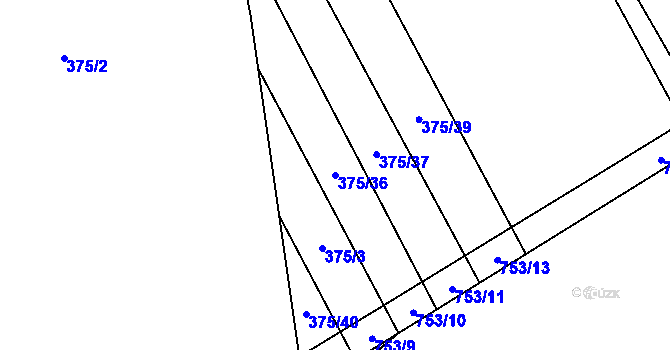 Parcela st. 375/36 v KÚ Ruda nad Moravou, Katastrální mapa