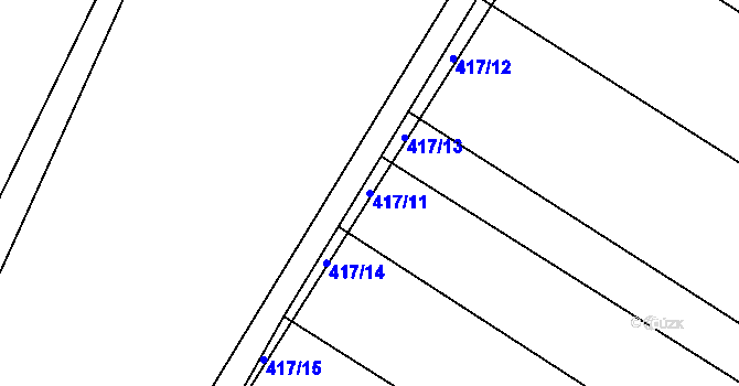 Parcela st. 417/11 v KÚ Ruda nad Moravou, Katastrální mapa