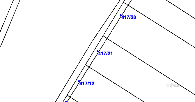 Parcela st. 417/21 v KÚ Ruda nad Moravou, Katastrální mapa