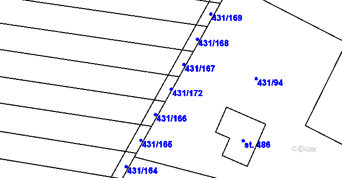 Parcela st. 431/172 v KÚ Ruda nad Moravou, Katastrální mapa