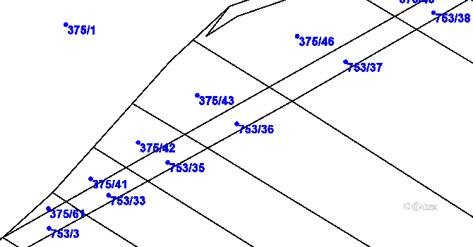 Parcela st. 753/36 v KÚ Ruda nad Moravou, Katastrální mapa