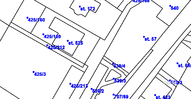 Parcela st. 425/211 v KÚ Ruda nad Moravou, Katastrální mapa