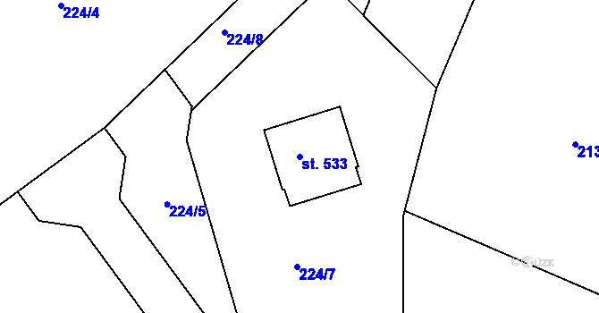 Parcela st. 533 v KÚ Ruda nad Moravou, Katastrální mapa