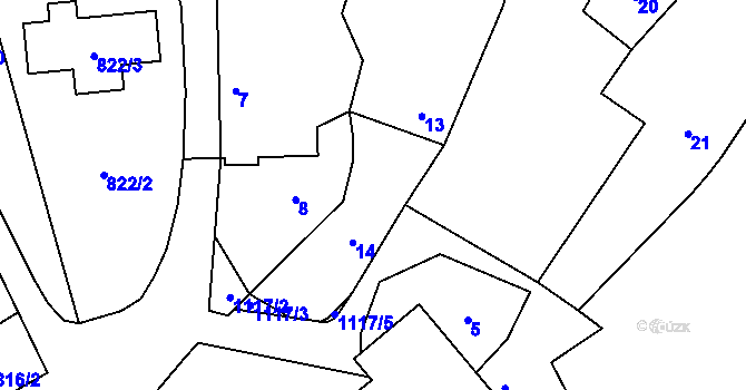 Parcela st. 14 v KÚ Rudice u Blanska, Katastrální mapa